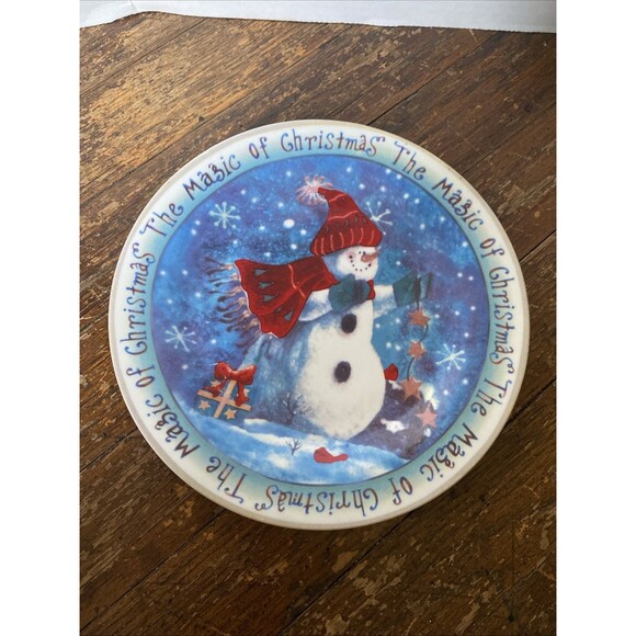 Magic of Christmas Winter Snowman 8" Snack Dessert Plate - Picture 1 of 5
